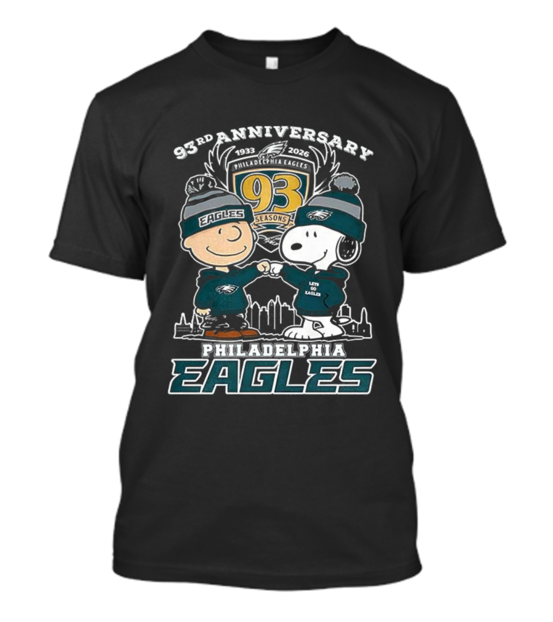 Snoopy Charlie Brown Philadelphia Eagles 93rd Anniversary 1933-2026 T-Shirt