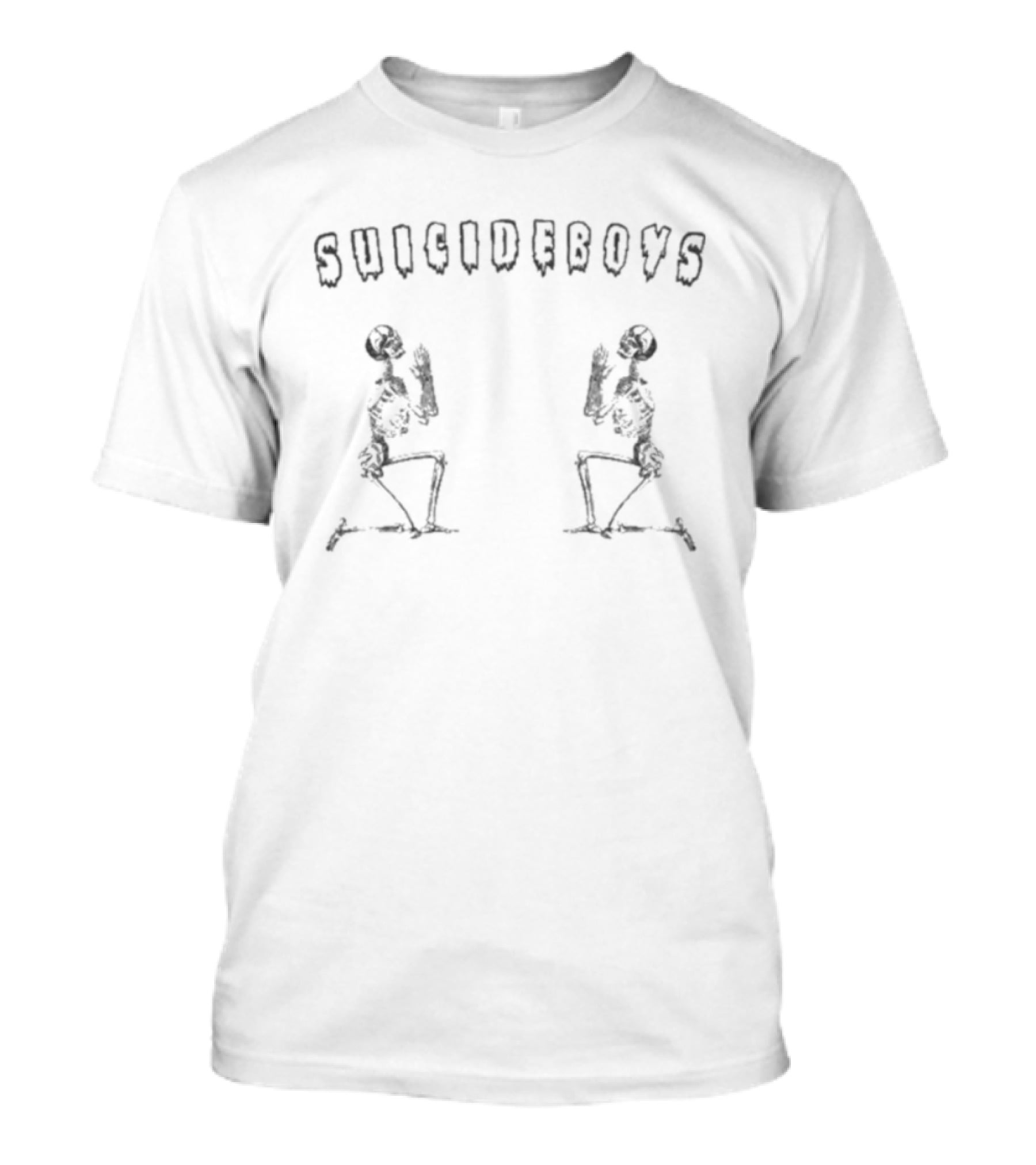 SUICIDEBOYS Skeleton Figures Kneeling Design T-Shirt