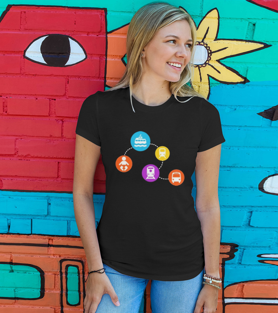 Translink Wayfinding Ferry Train Bus Baby Icon Circles T-Shirt