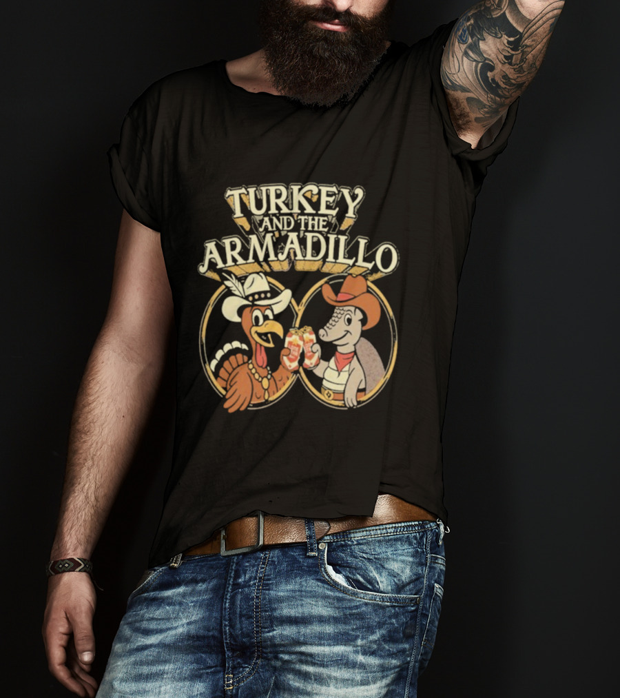 Turkey And The Armadillo Lone Star Beer Cheers In Cowboy Hats T-Shirt