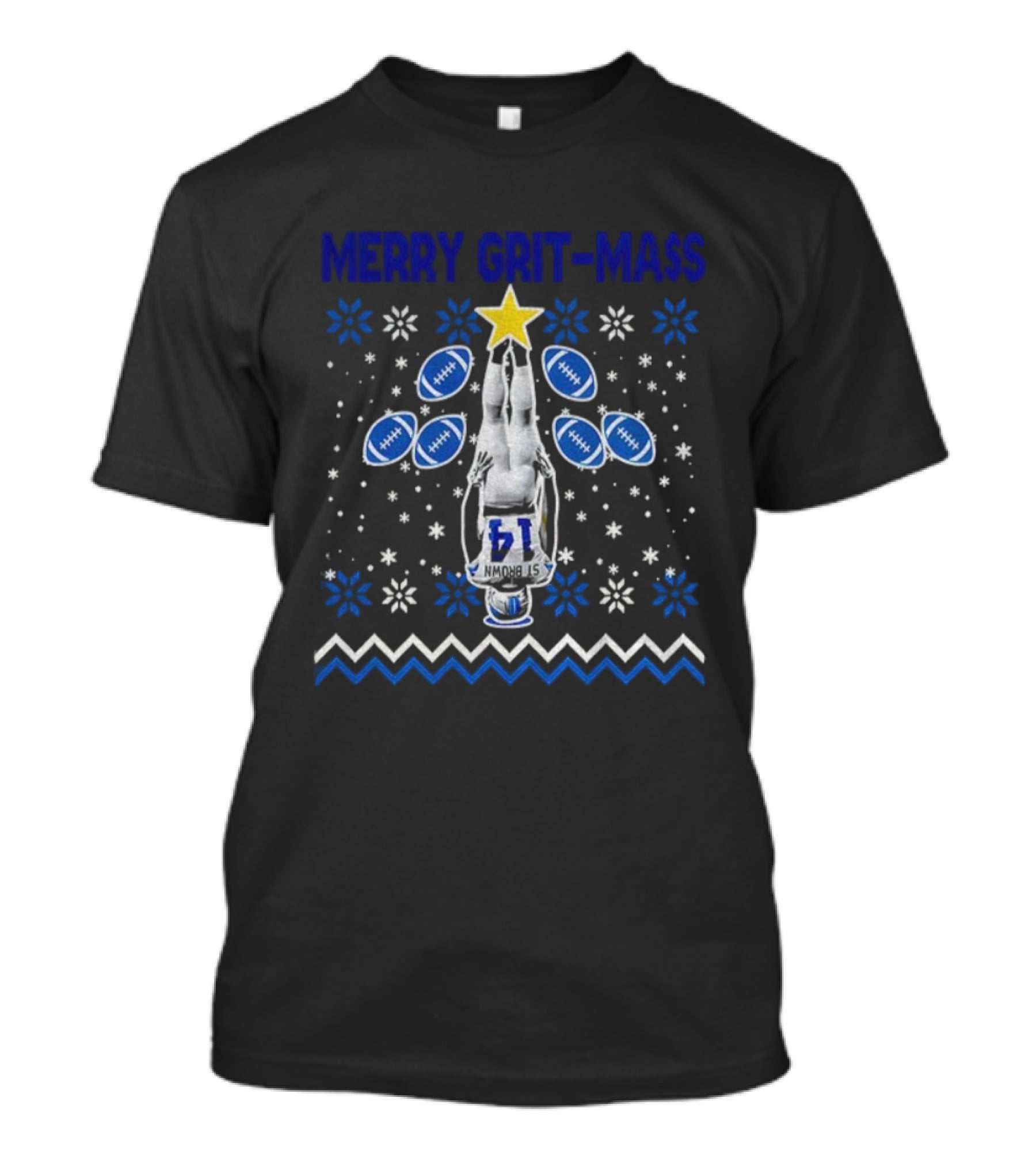 Amon-Ra St Brown Merry Grit-Mas Football Star Design T-Shirt