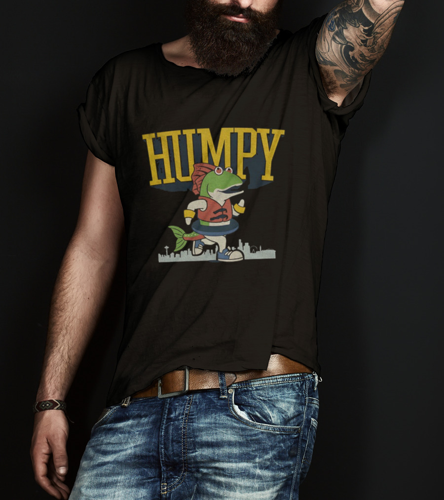 Humpy The Salmon Running Cartoon Character T-Shirt