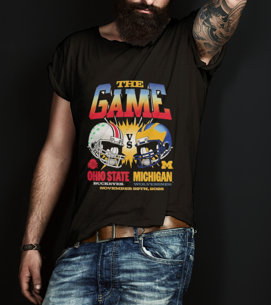 Ohio State Buckeyes Vs Michigan Wolverines The Game November 29th 2025 Helmet Rivalry Showdown T-Shirt