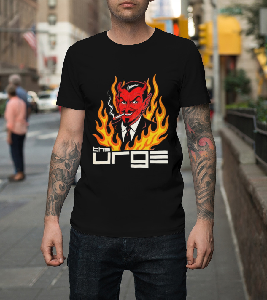 The Urge Devil With Flames Smoking Cigar T-Shirt
