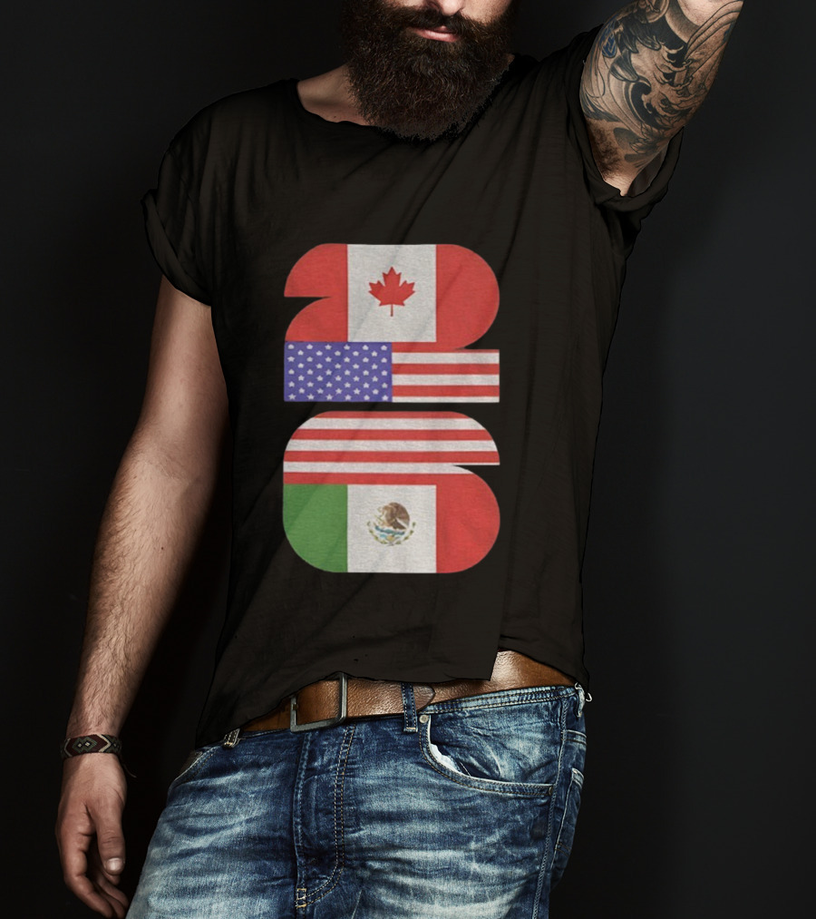 World Cup 2026 USA Canada Mexico Flag Design T-Shirt