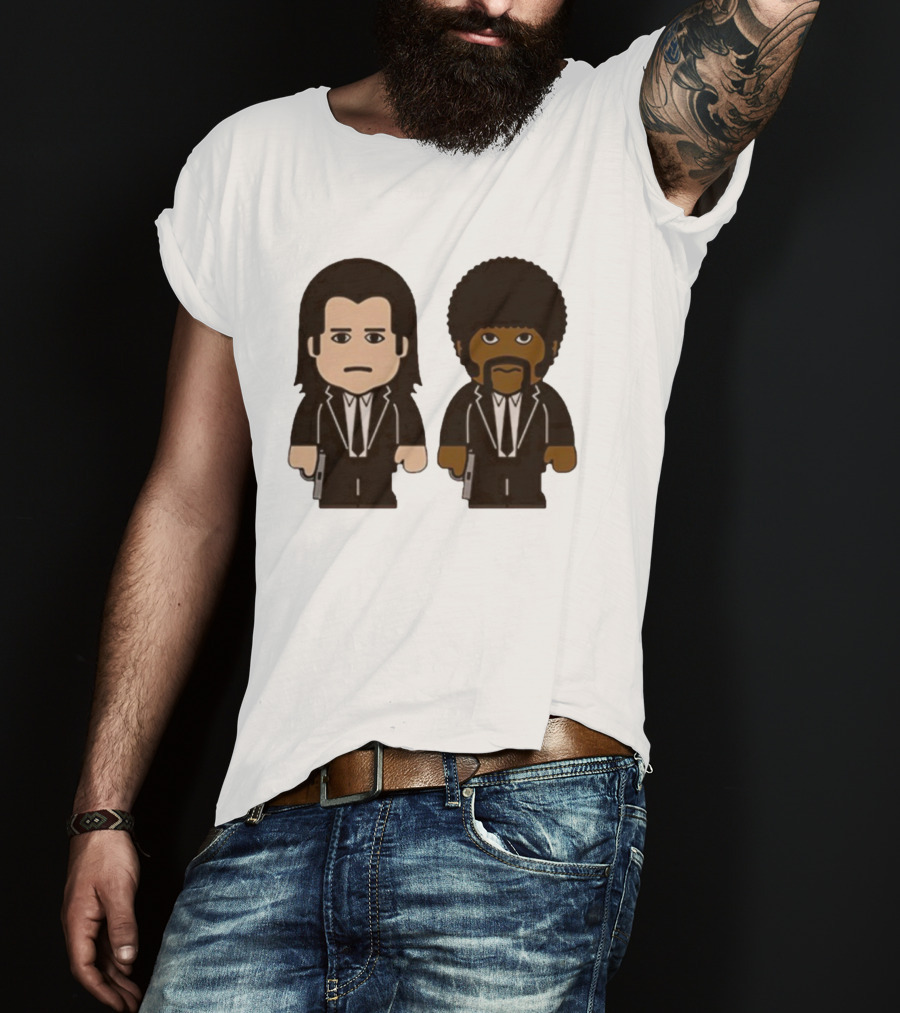 Samuel L Jackson Pulp Fiction Jules And Vincent Cartoon Characters T-Shirt