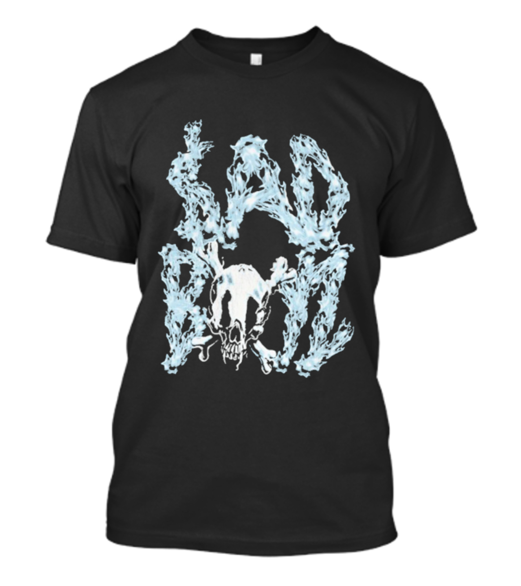Sad Boyz Chrome Skull Font Blue Icy Flames T-Shirt