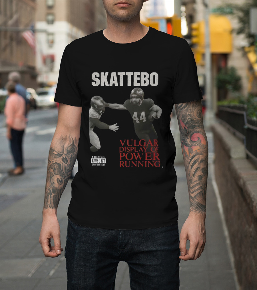 Skattebo Giants Football Vulgar Display Of Power Running Heavy Metal Parody T-Shirt