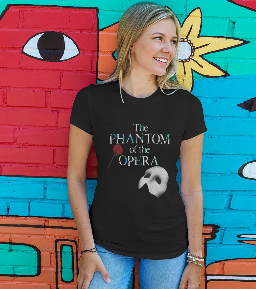 The Phantom Of The Opera Mask And Red Rose Broadway Musical T-Shirt