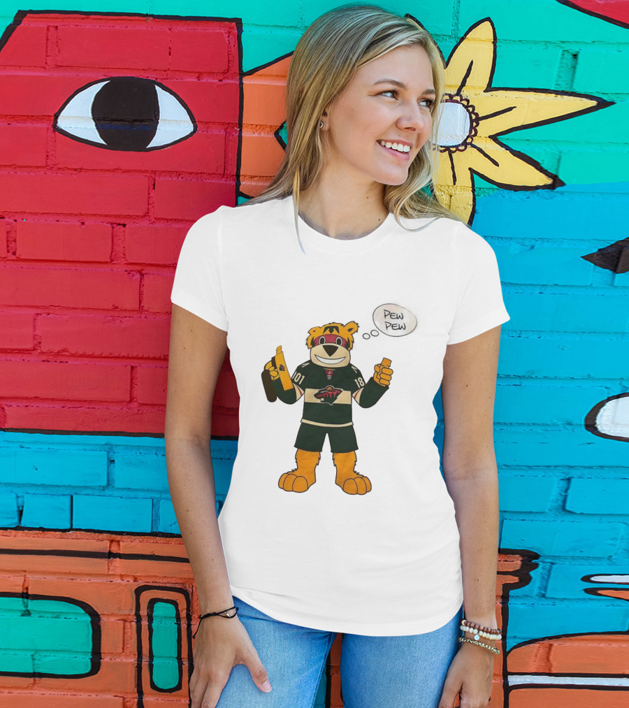 Minnesota Wild Mascot Nordy Pew Pew Hockey T-Shirt