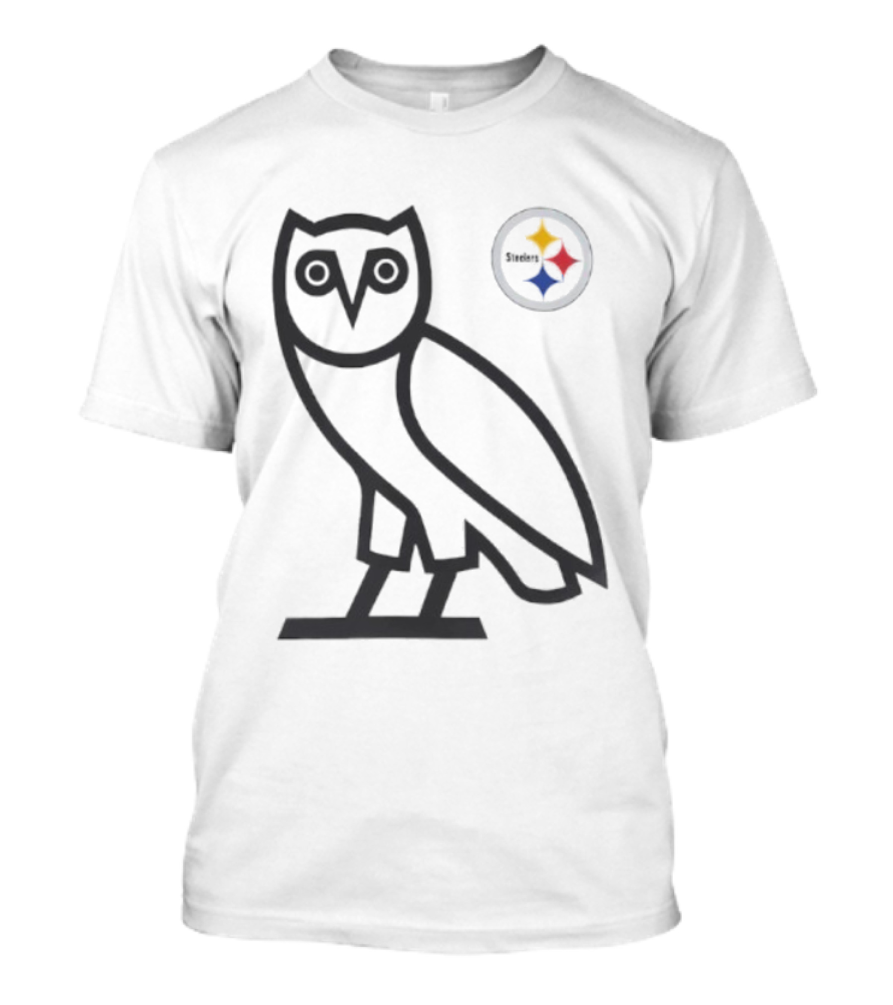 Pittsburgh Steelers OVO NFL Collaboration Owl And Team Symbols T-Shirt