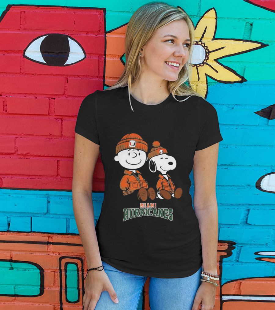 Charlie Brown Snoopy Miami Hurricanes Fan Gear T-Shirt