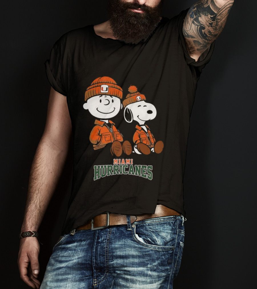 Charlie Brown Snoopy Miami Hurricanes Fan Gear T-Shirt