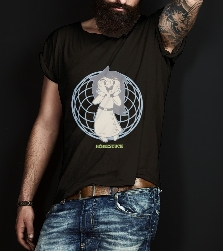 Homestuck Jade Harley With Glasses Inside Blue Grid Circle T-Shirt