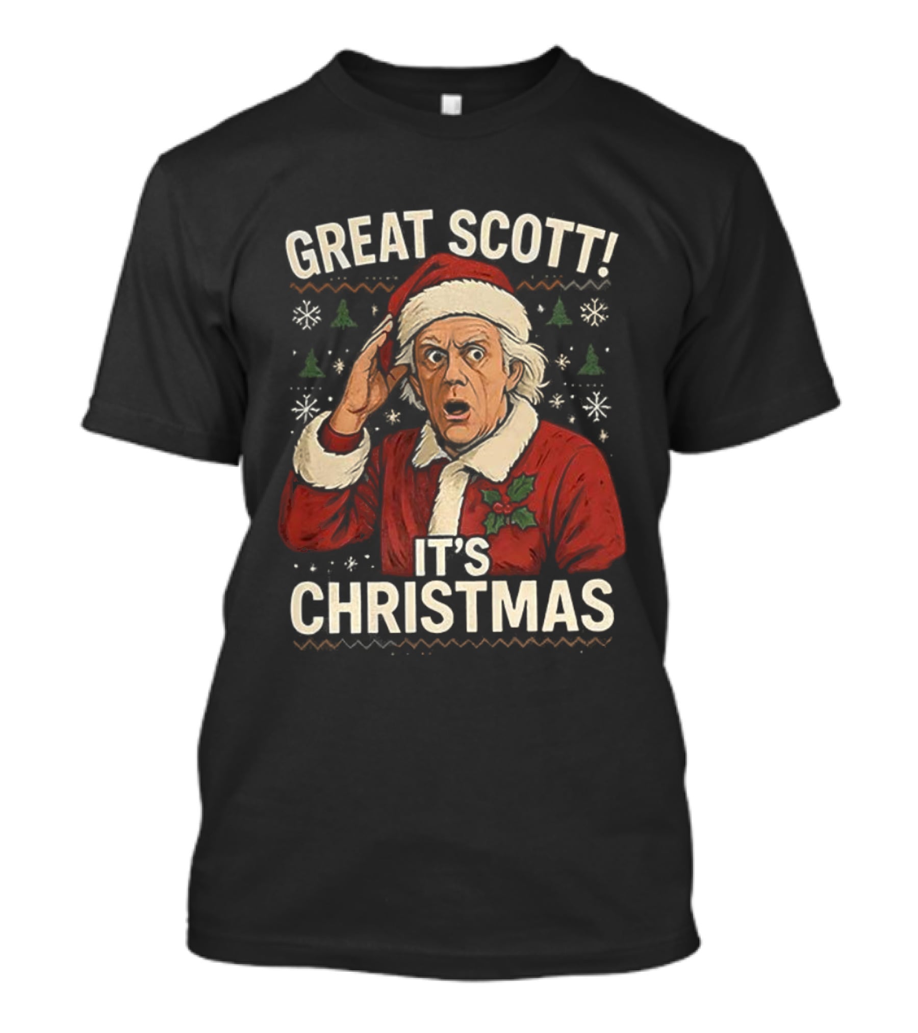 Great Scott Back To The Future It's Christmas Ugly Sweater T-Shirt