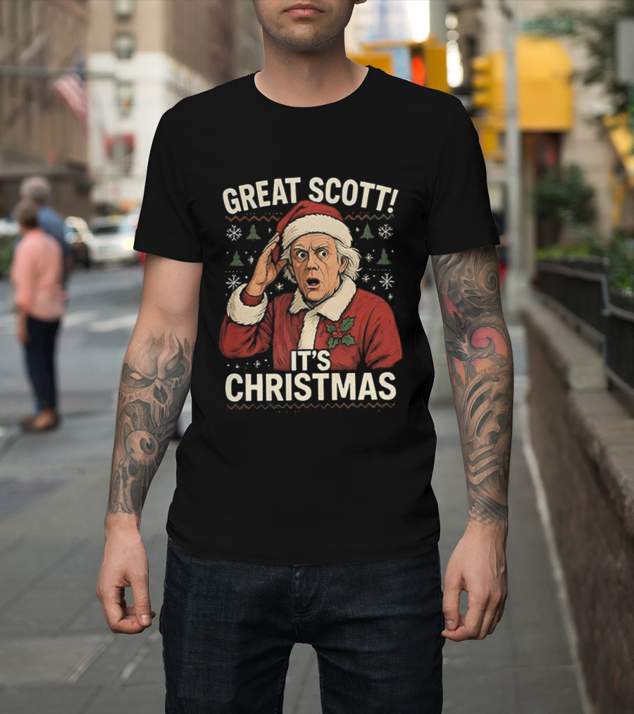 Great Scott Back To The Future It's Christmas Ugly Sweater T-Shirt