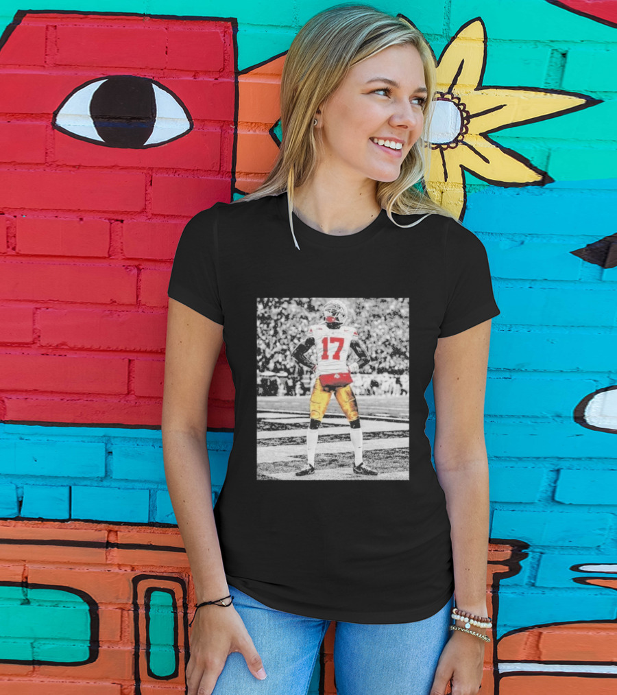 Ohio State Buckeyes Carnell Tate Number 17 Football Action T-Shirt