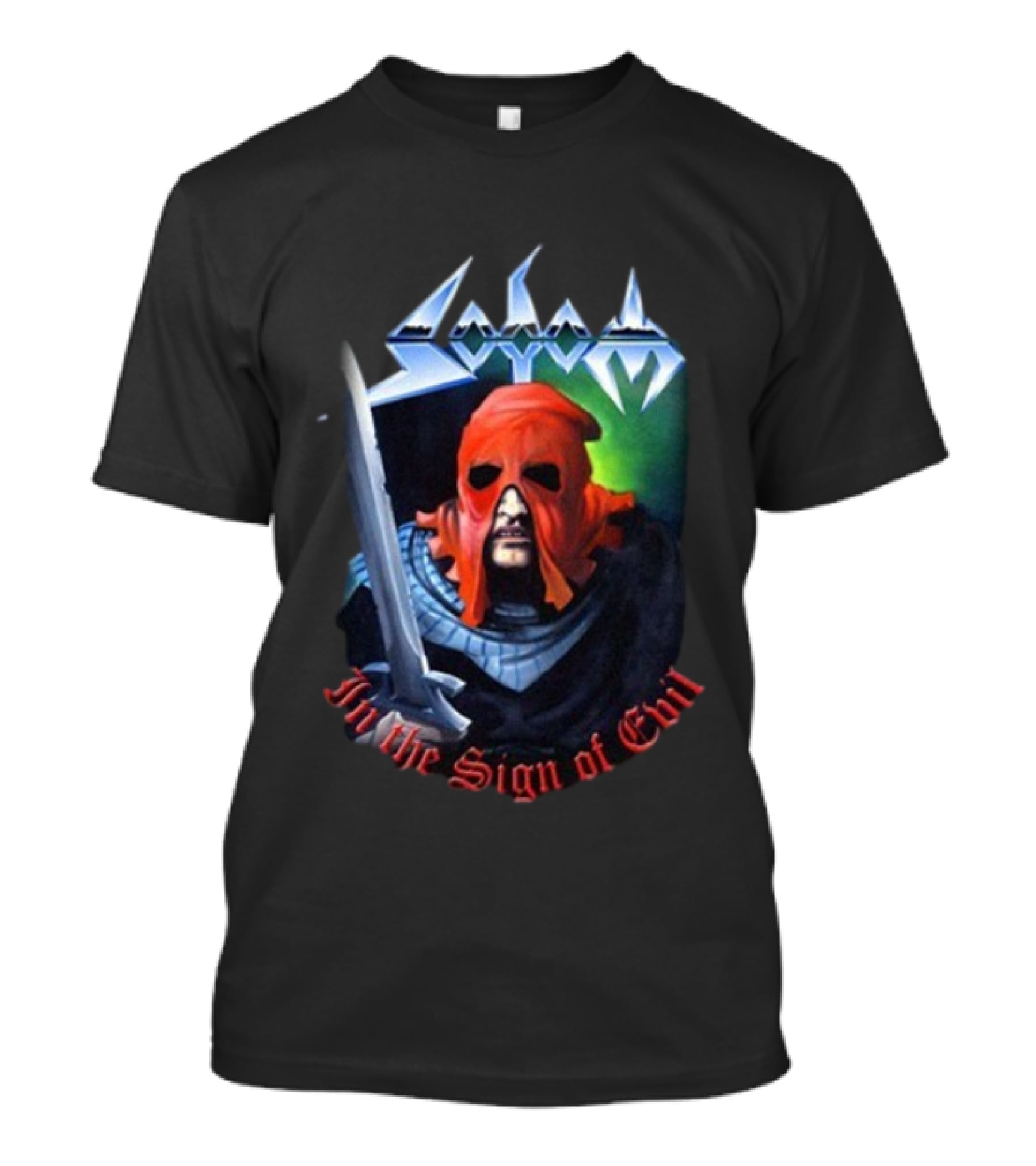 Sodom In The Sign Of Evil 1984 Masked Warrior And Sword Iconic Metal Artwork T-Shirt