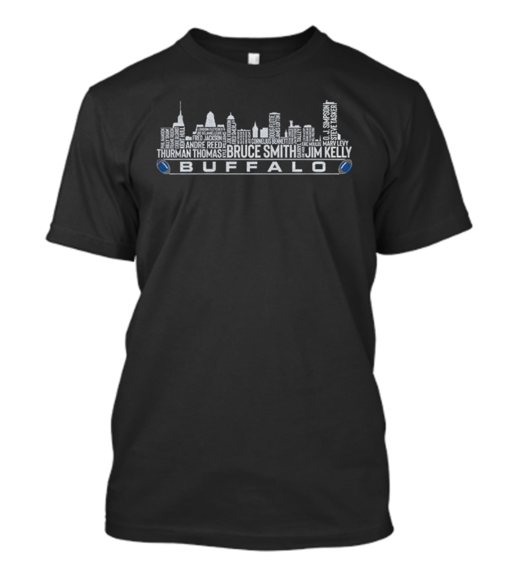 Buffalo Bills NFL City Skyline Bruce Smith Jim Kelly Thurman Thomas Legends T-Shirt