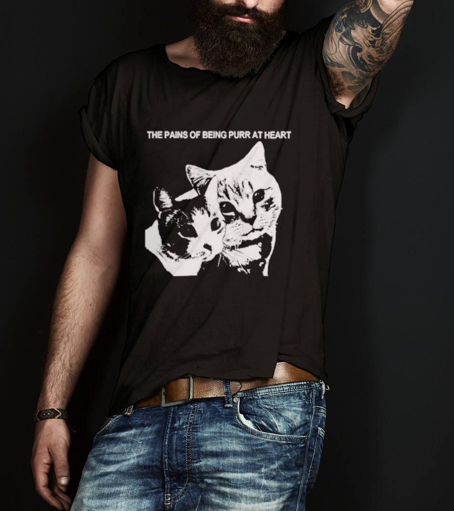 Cat The Pains Of Being Purr At Heart Dual Cat Faces T-Shirt