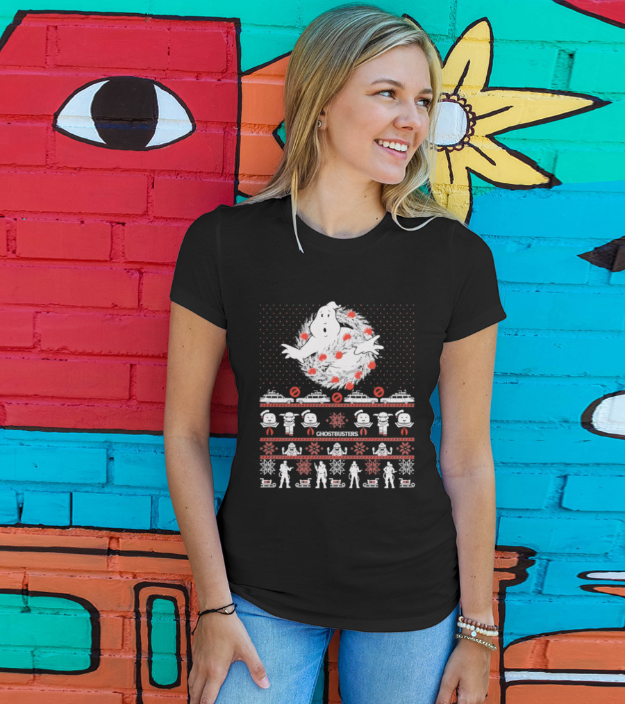 Ghostbusters Tis The Season For Bustin Ugly Christmas Sweater Style T-Shirt