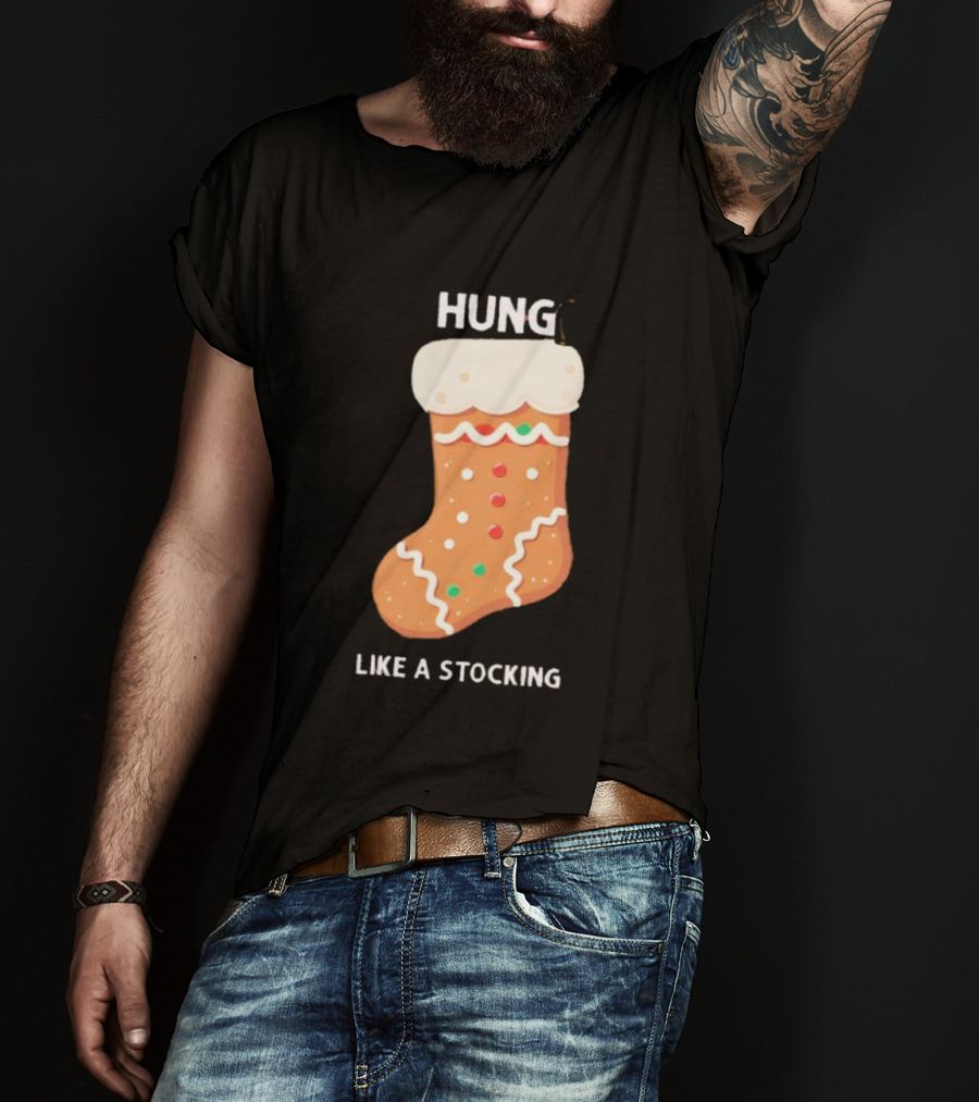 Hung Like A Stocking Gingerbread Christmas T-Shirt