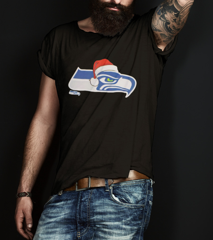 Seattle Seahawks Santa Hat Christmas Team Spirit T-Shirt