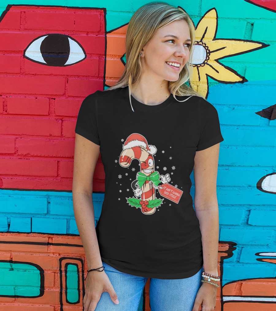 Cheeky Christmas Candy Cane Santa Hat It Ain’t Gonna Suck Itself T-Shirt