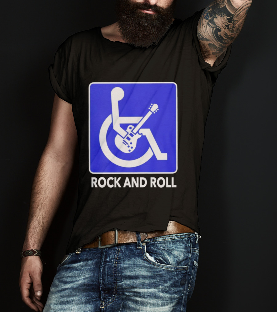 Rock And Roll Wheelchair Guitar Icon T-Shirt