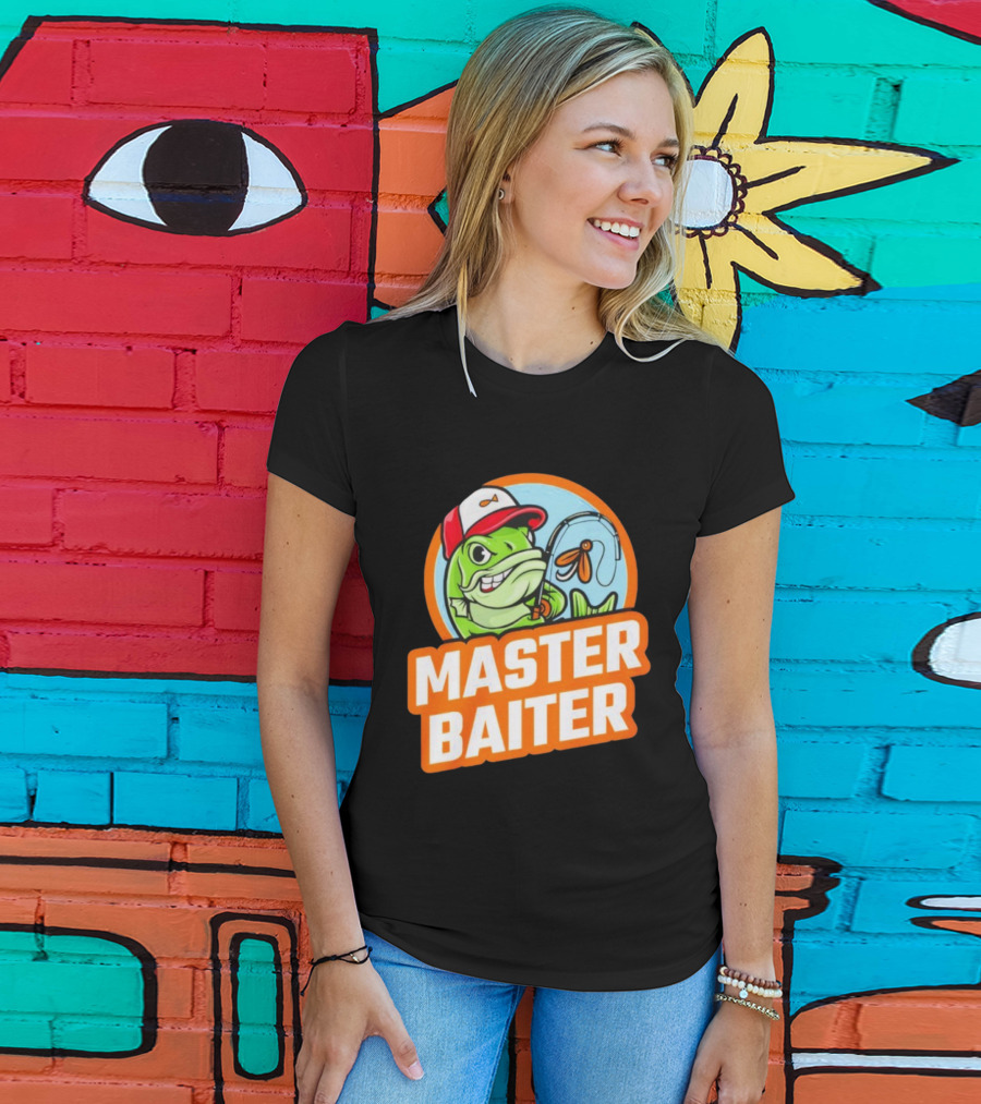 Master Baiter Fish Cartoon Fishing Humor T-Shirt