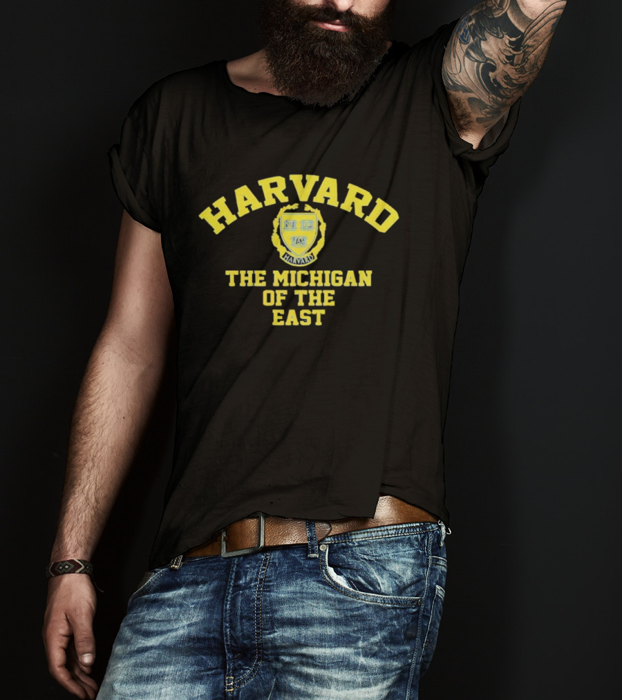 Harvard The Michigan Of The East Yellow Crest Text T-Shirt