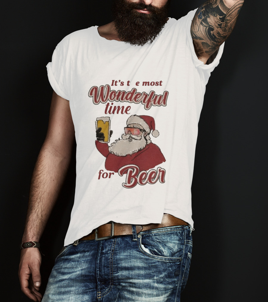 It's The Most Wonderful Time For Beer Christmas Santa T-Shirt