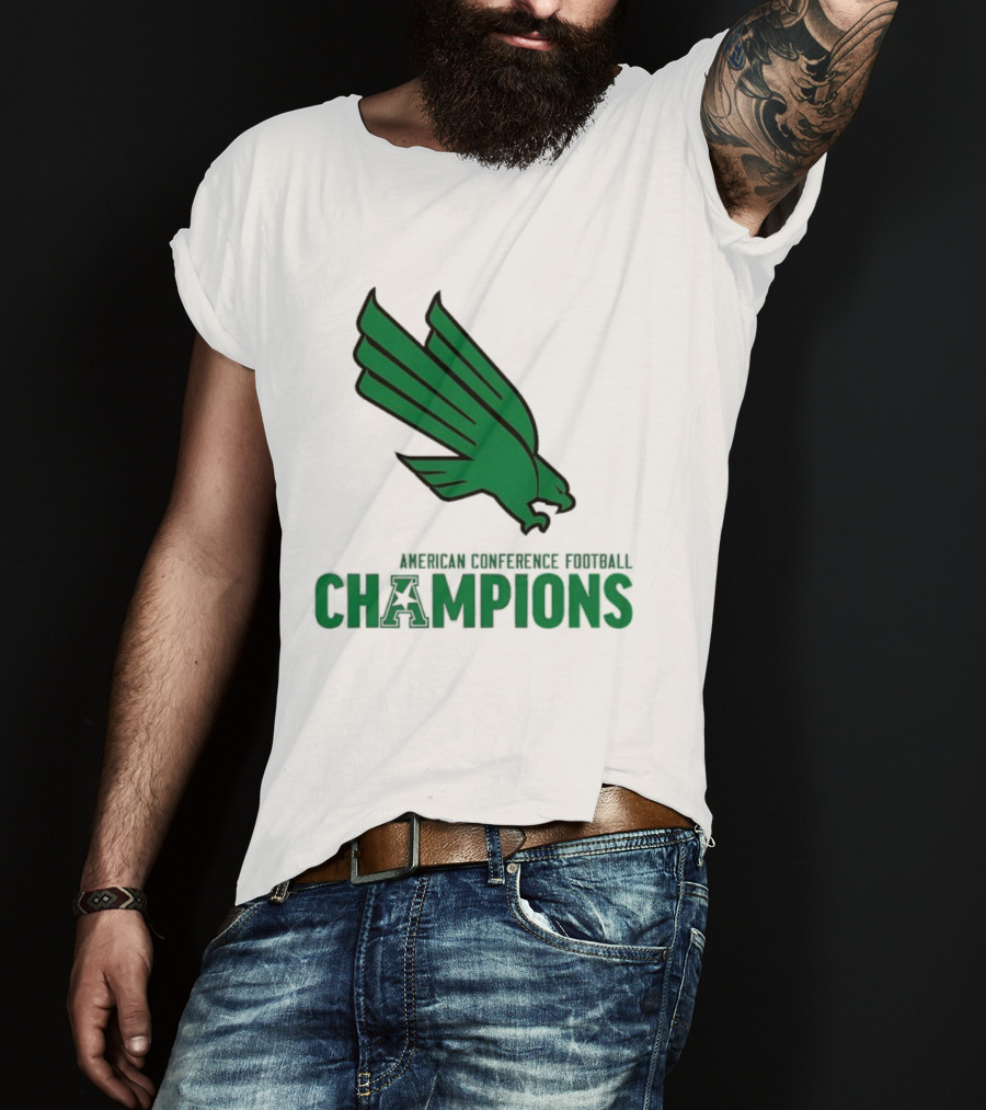 UNT Football 2025 American Conference Champions Green Eagle Celebration T-Shirt