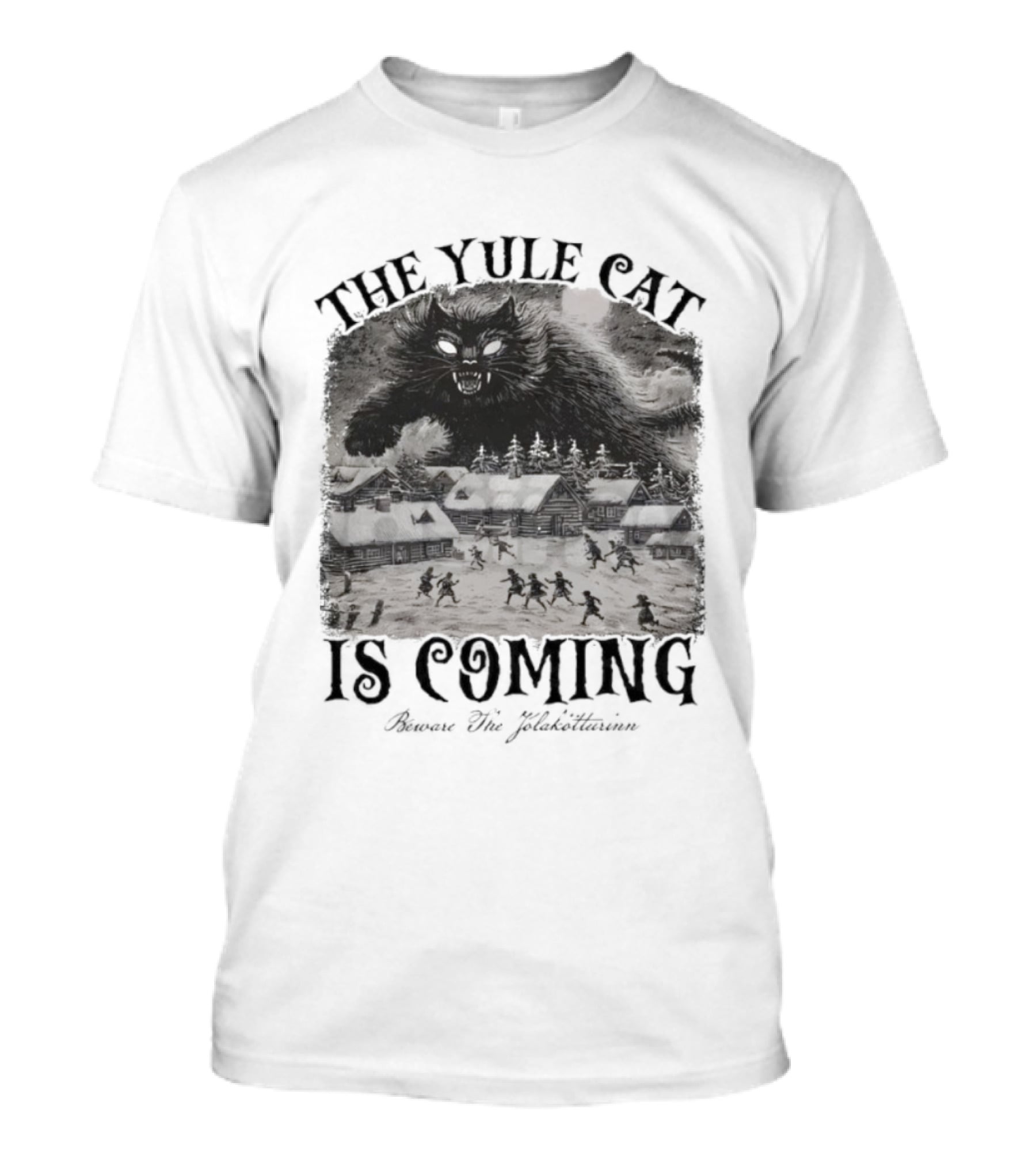 The Yule Cat Is Coming Merry Jólakötturinn Christmas Nordic Legend T-Shirt