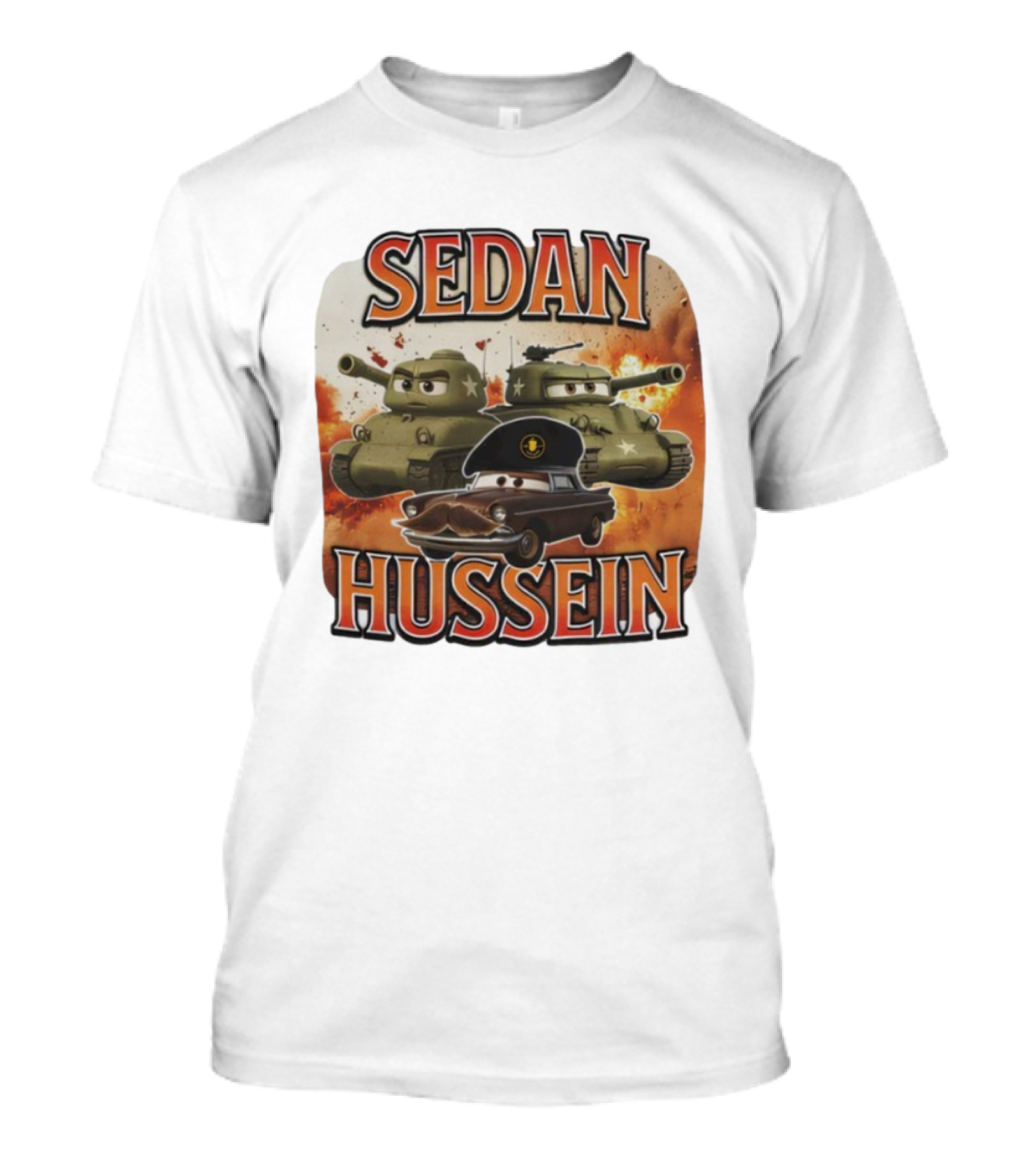 SEDAN HUSSEIN Tanks Explosive Cartoon Style T-Shirt