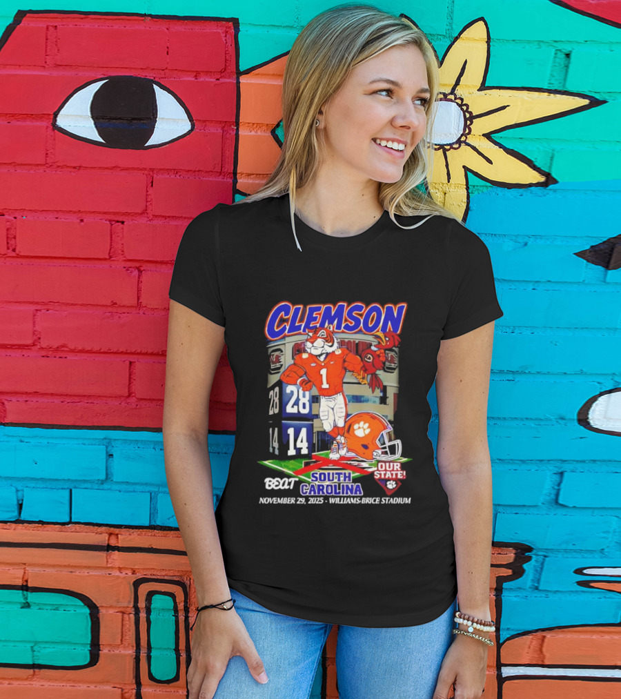 Clemson Tigers 28-14 South Carolina November 29 2025 Williams Brice Stadium Our State T-Shirt
