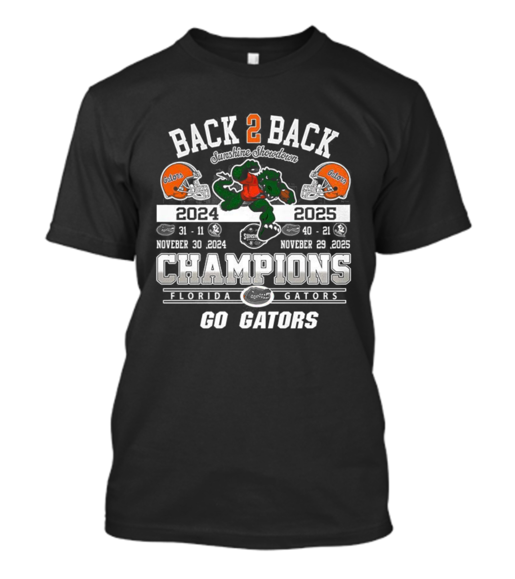 Back 2 Back Champions Florida Gators 2025 Go Gators T-Shirt