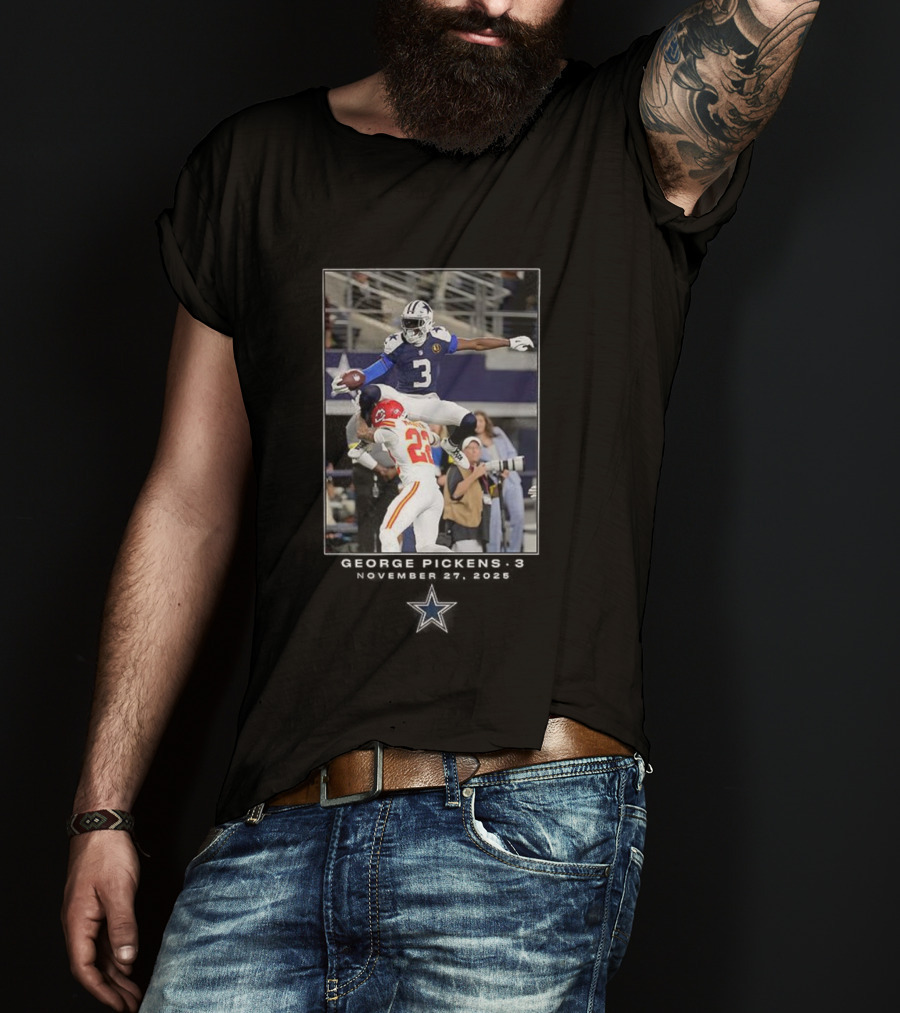 Dallas Cowboys George Pickens Number 3 NFL Week 13 2025 Moment T-Shirt