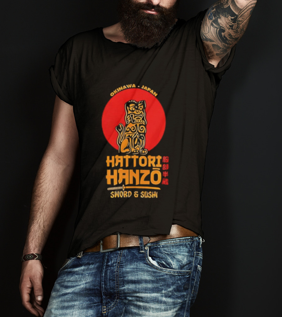 Hattori Hanzo Okinawa Japan Sword & Sushi Foo Dog T-Shirt