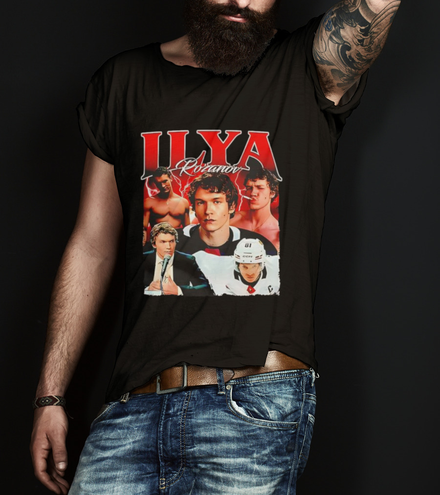 Ilya Rozanov Hockey Collage Retro Style T-Shirt