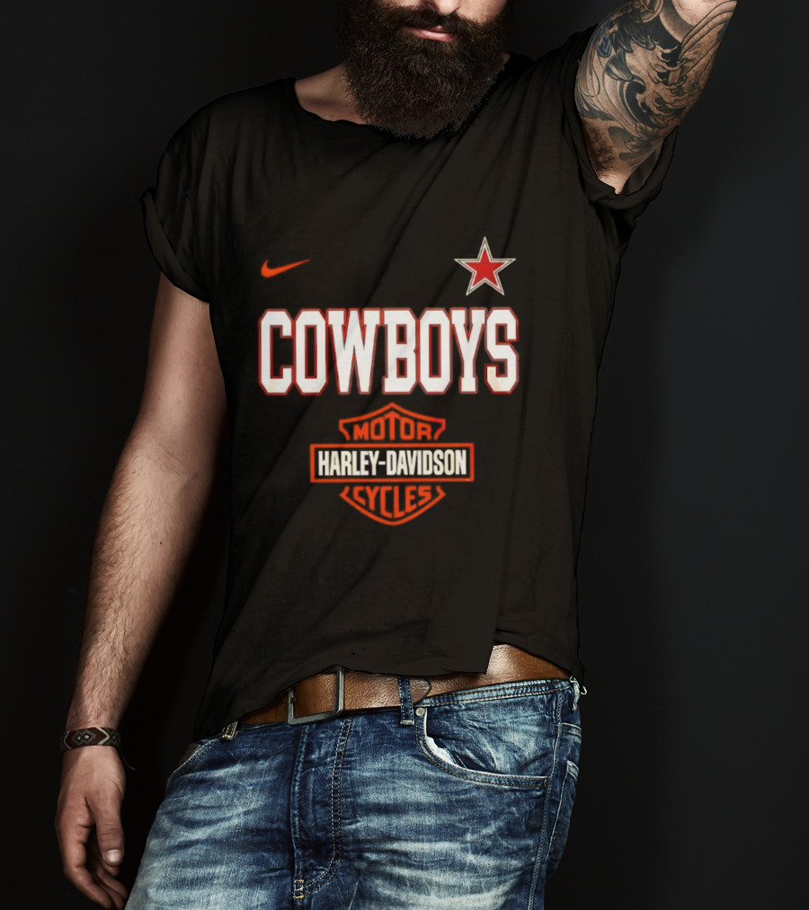 Cowboys Harley Davidson Motor Cycles Nike Star T-Shirt