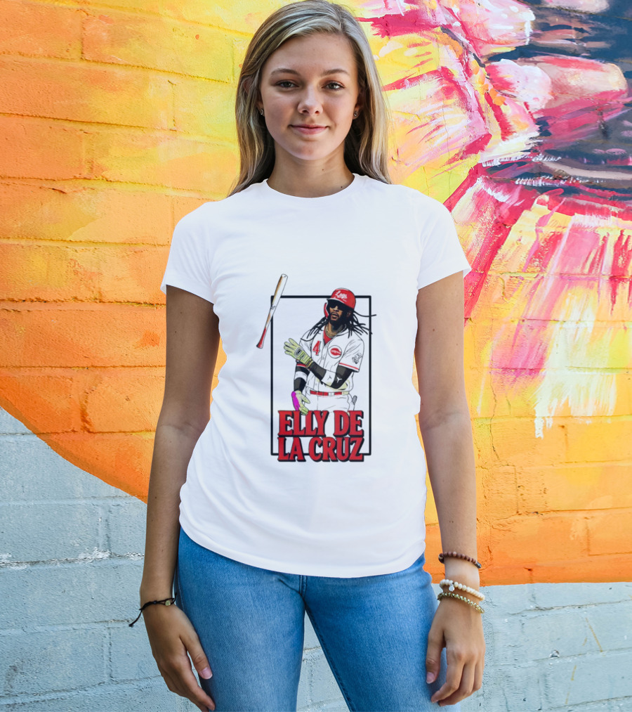 Elly De La Cruz Cincinnati Reds Baseball Player Bat Flip T-Shirt
