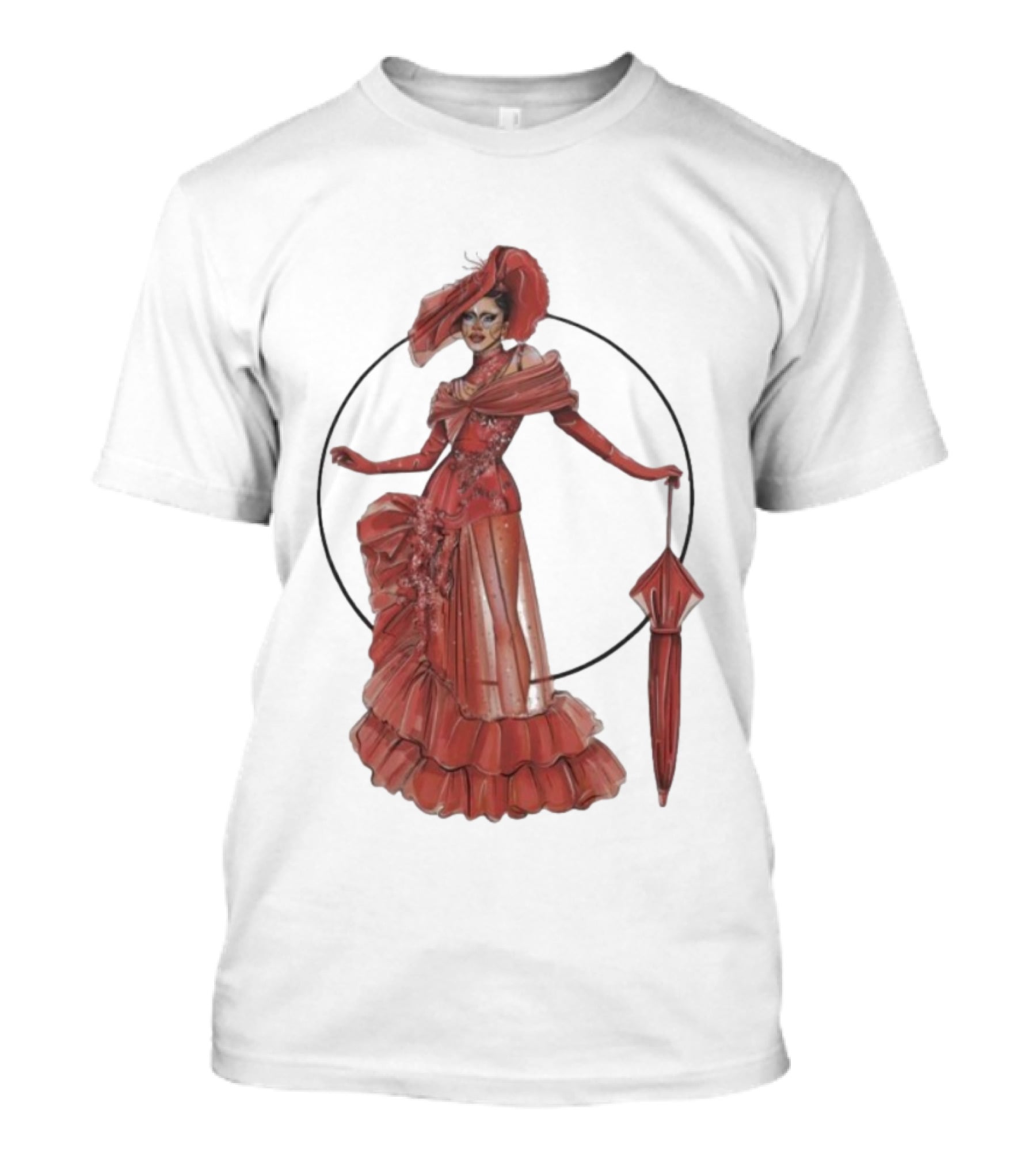 Sasha Colby Parasol Red Gown Elegance T-Shirt