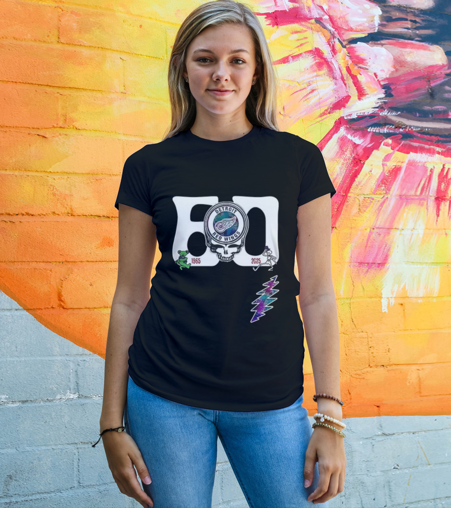 Detroit Red Wings Grateful Dead 60th Anniversary Bears 1965 2025 T-Shirt