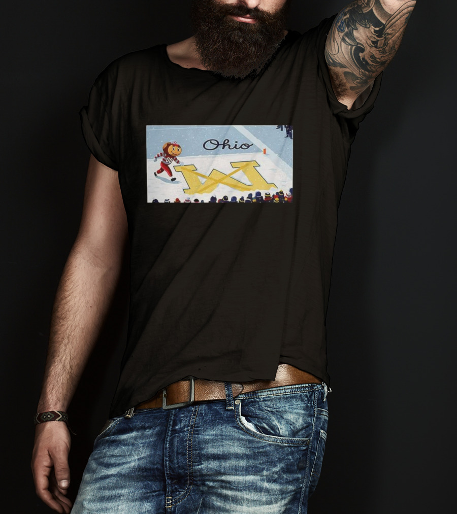 Ohio Brutus Sports Rivalry Crossing Out Michigan Icon M Football Game Scene T-Shirt