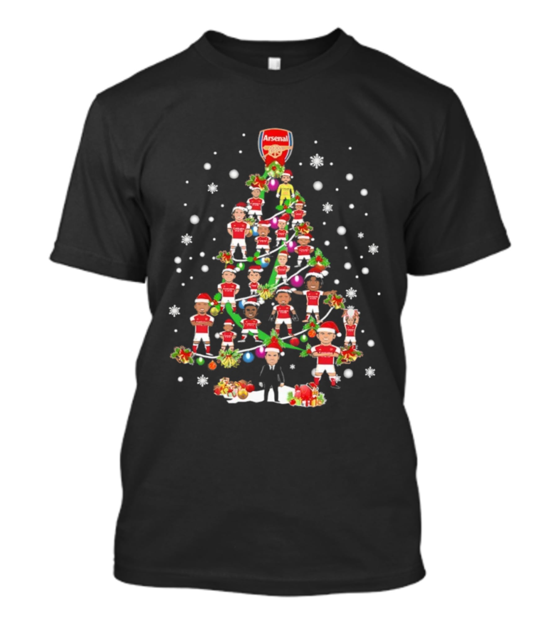 Arsenal FC Christmas Tree With Festive Players T-Shirt