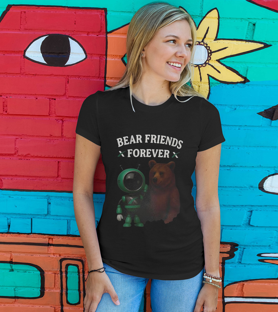 Bear Friends Forever Robot And Bear Duo Fun T-Shirt
