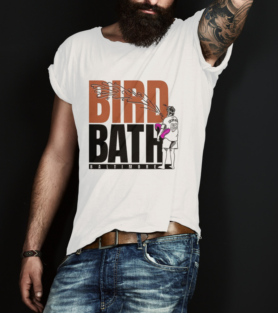 Bird Bath Mr. Splash Baltimore Orioles T-Shirt
