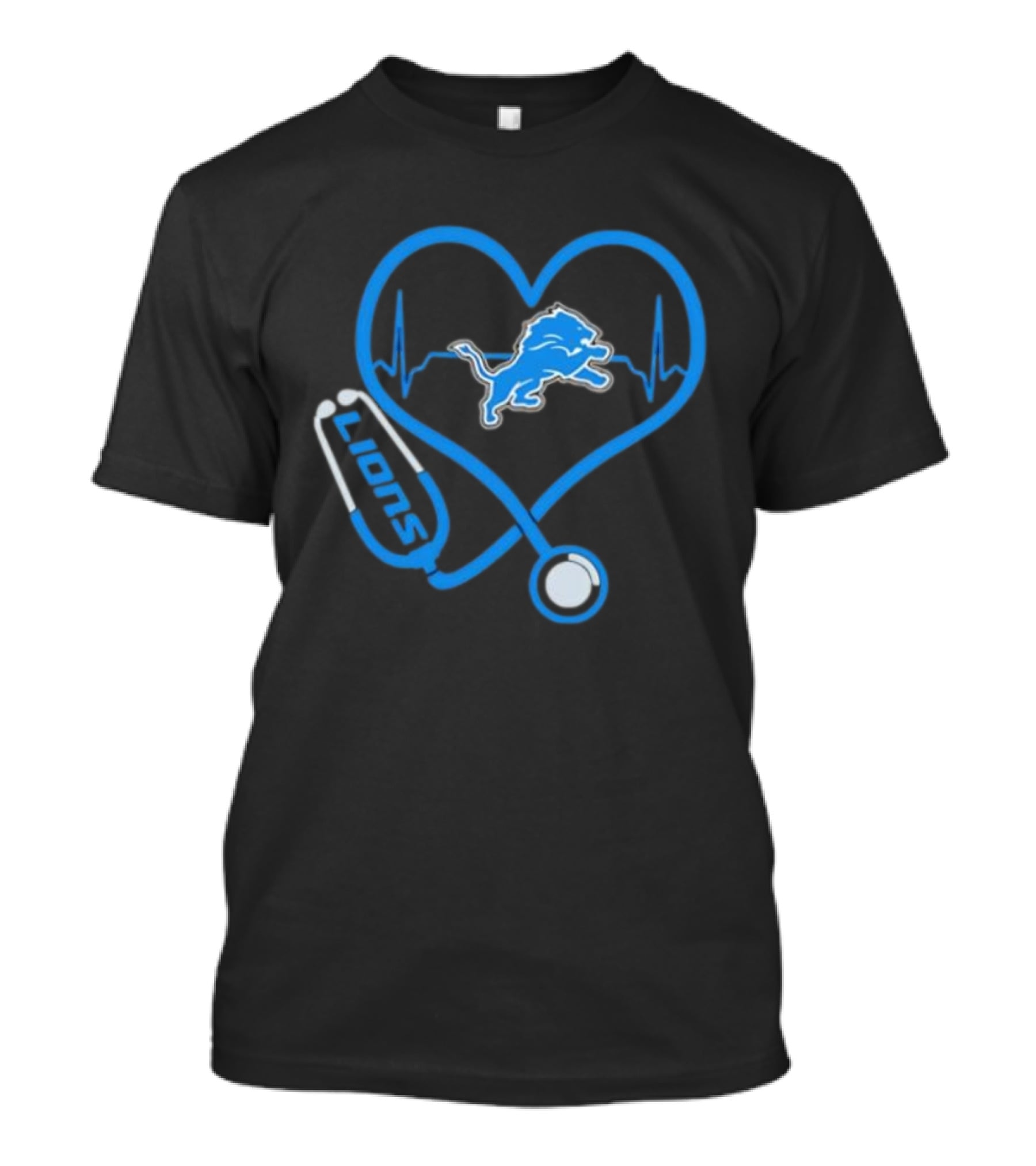 Detroit Lions Heart Rate Stethoscope Stylish Lions Fans T-Shirt