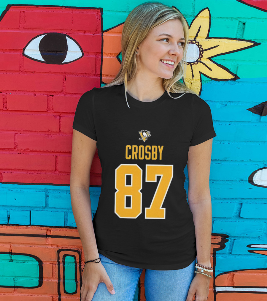 Crosby 87 Black Pittsburgh Penguins Stylish T-Shirt